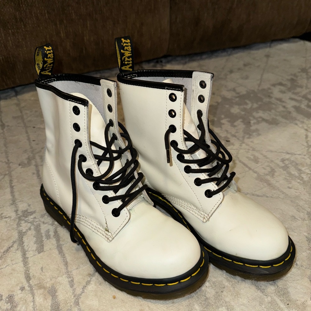 Dr. Martens White Leather Boots